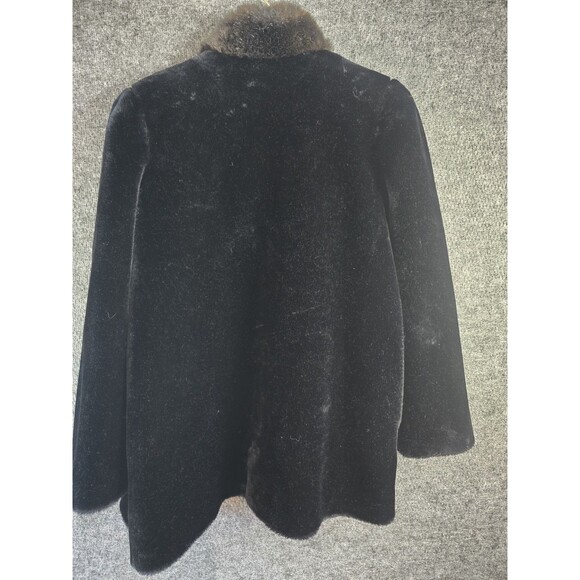 Coat Womens Luxury Black Fur Velvet Mink Horn Buttons Wheeling Size Large Vtg - Picture 6 of 9